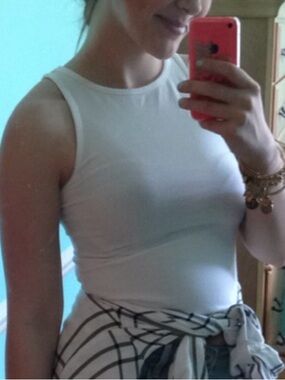 Mossimo Supply Co. Cream Cropped Tank Top